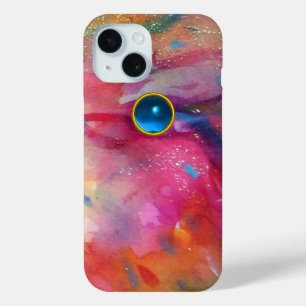FUCHSIA PINK ABSTRACT Blue Sapphire Gemstone iPhone 15 Case