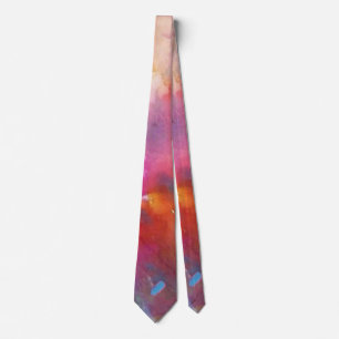 FUCHSIA PINK ABSTRACT WATERCOLOR WITH BLUE DOT TIE