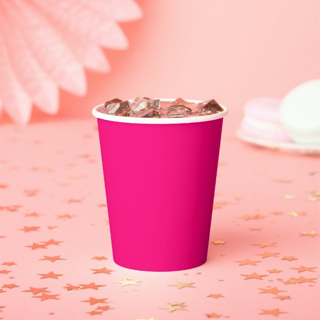 Fuchsia Pink Accent Colour Ready to Customize Paper Cups (Insitu)