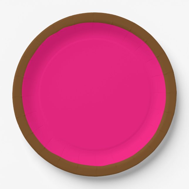Fuchsia Pink Accent Colour Ready to Customize Paper Plate (Front)