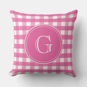 Fuchsia Pink and White Throw Pillow