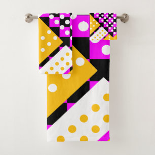 Fuchsia pink and yellow bath towel set