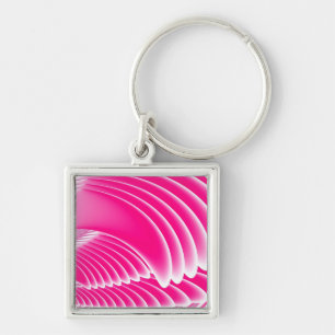 Fuchsia Pink Angel's Wings Fractal Keychain