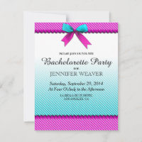 Fuchsia Pink & Aqua Teal Neon Dots, Bow, & Ribbon