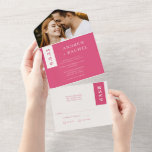 Fuchsia Pink Blocks Wedding Photo All In One Invitation<br><div class="desc">Minimalistic wedding invitation with fuchsia pink colour blocks that accentuates the important information on the invitation! You can also add your photo. Perfect for your spring or summer wedding.</div>