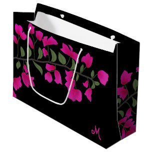 Fuchsia Pink Bougainvillea Monogram Gift Bag
