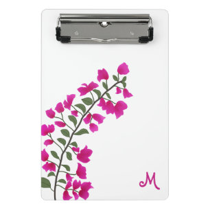Fuchsia Pink Bougainvillea Monogram Mini Clipboard