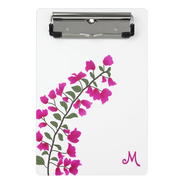 Fuchsia Pink Bougainvillea Monogram Mini Clipboard (Front)