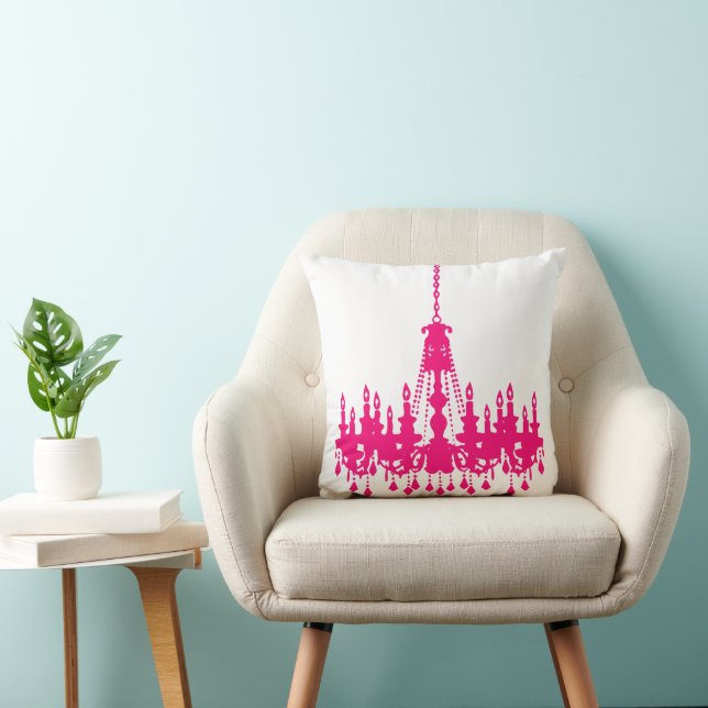Fuchsia Pink Chandelier  Designer Pillow (Chair)