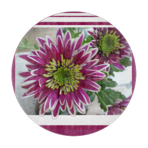 Fuchsia Pink Chrysanthemums Collage Cutting Board