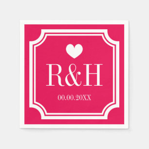 Fuchsia pink custom monogrammed wedding party napkin