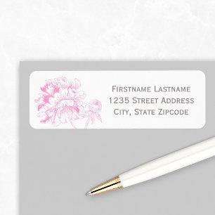 Fuchsia Pink Floral Peony Wedding Return Address