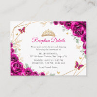 Fuchsia Pink Gold Floral Quinceanera Details
