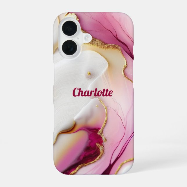 Fuchsia Pink Gold  iPhone 16 Case (Back)