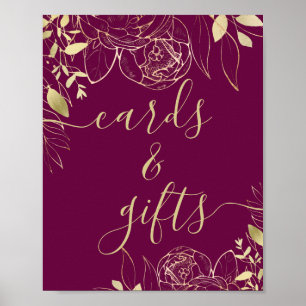 Fuchsia Pink & Gold Modern Floral Cards & Gifts Poster