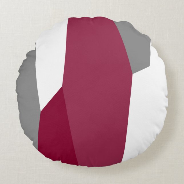 Fuchsia Pink Grey and White   Round Pillow (Front)