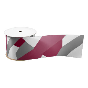 Fuchsia Pink Grey and White Satin Ribbon