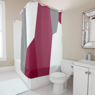 Fuchsia Pink Grey and White Shower Curtain