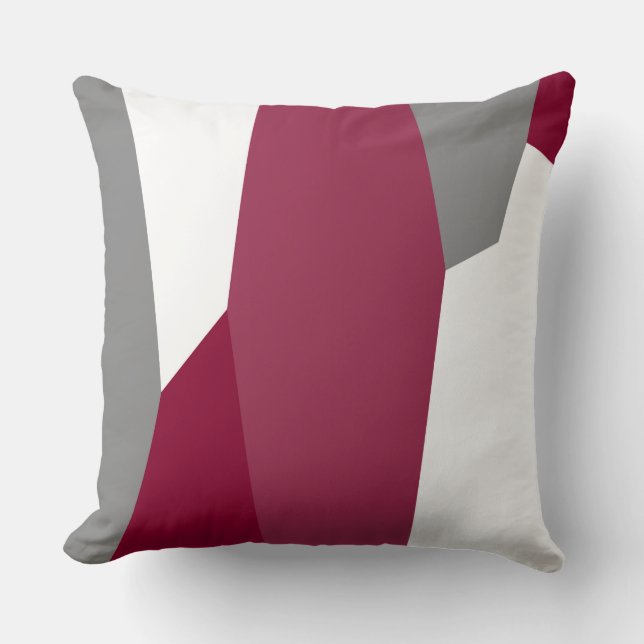 Fuchsia Pink Grey and White   Throw Pillow (Front)