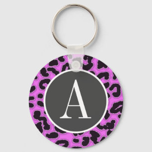 Fuchsia Pink Leopard Animal Print Keychain