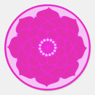 Fuchsia Pink Lotus Mandala Classic Round Sticker