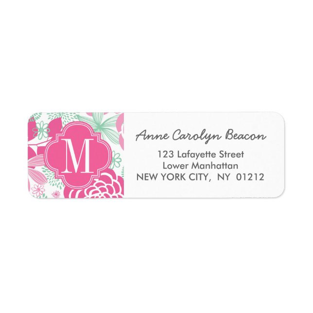 Fuchsia Pink Mint Green Girl Floral Personnalisé (Devant)
