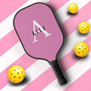Fuchsia Pink Modern Custom Monogram Cute Girly Pickleball Paddle