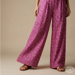 Fuchsia Pink Moroccan Geometric Mosaic Pattern Fabric
