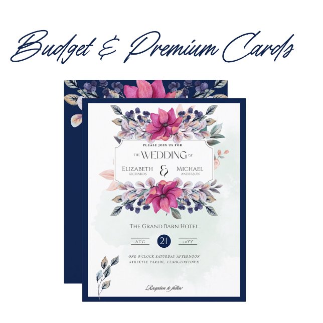 Fuchsia Pink Navy Blue Floral Vinatge Wedding (Creator Uploaded)