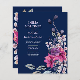 Fuchsia Pink Navy Blue Floral Wedding Budget