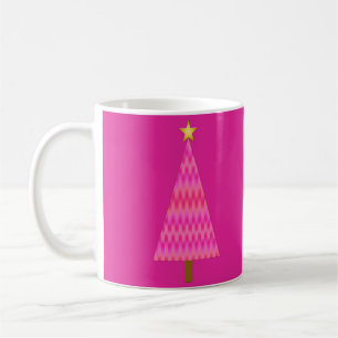 Fuchsia Pink Ombre modern Christmas tree Coffee Mug