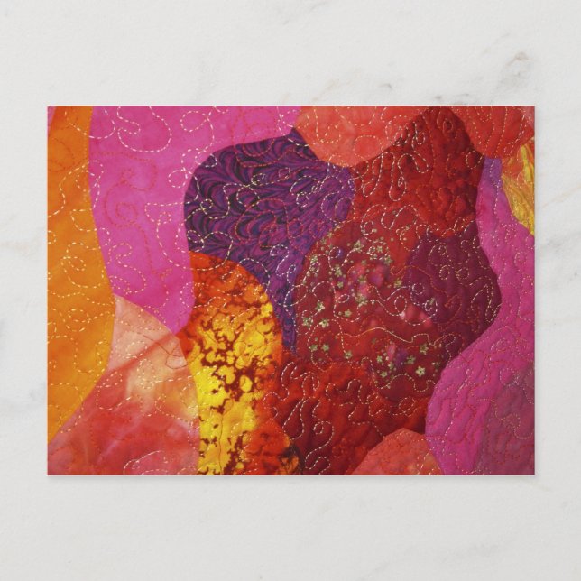Fuchsia Pink Orange and Purple Quilt Postcard (Front)