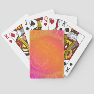 Fuchsia Pink Orange & Gold Indian Mandala Glam Playing Cards