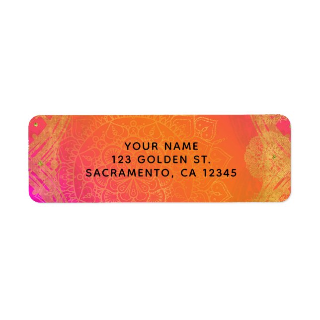 Fuchsia Pink Orange & Gold Indian Mandala Party (Front)