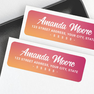 Fuchsia pink orange gradient modern return address