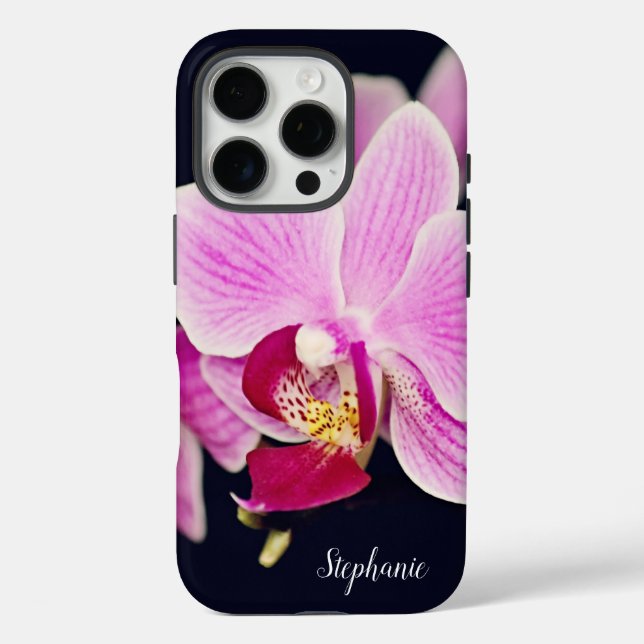 Fuchsia Pink Orchid Floral Custom Case-Mate iPhone Case (Back)