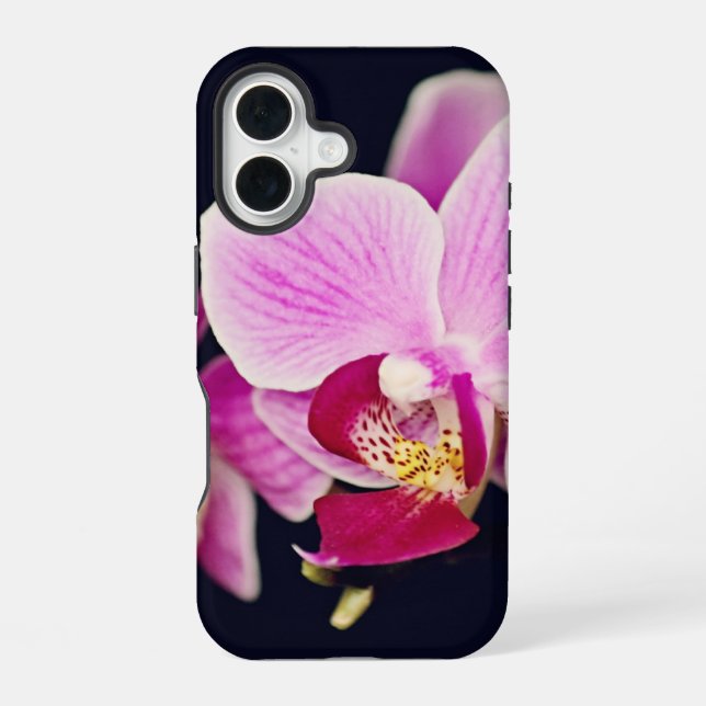 Fuchsia Pink Orchid iPhone 16 Case (Back)