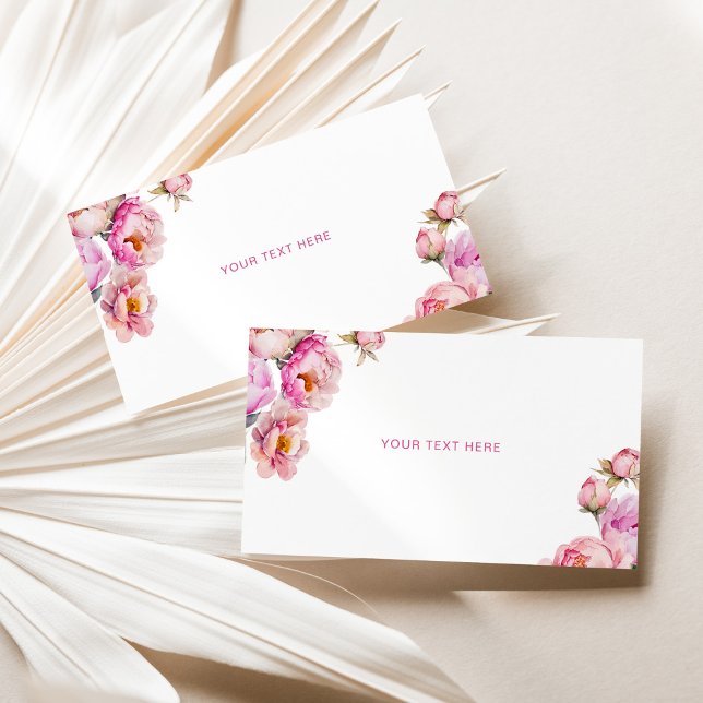 Fuchsia pink peony custom text enclosure card (Creator Uploaded)
