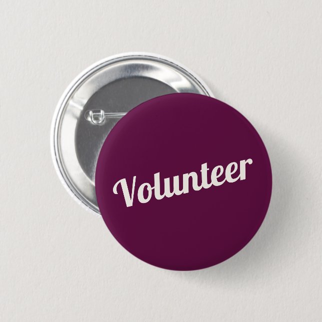 Fuchsia Pink Pin-back Volunteer Buttons (Front & Back)