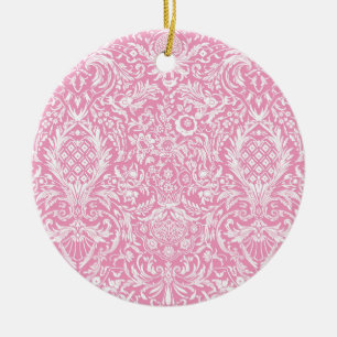 Fuchsia Pink Pineapple Victorian Vintage Damask Ceramic Ornament
