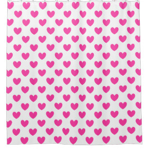 Fuchsia pink polka hearts on white