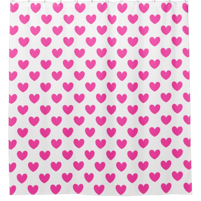 Fuchsia pink polka hearts on white (Front)