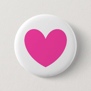 Fuchsia pink polka hearts on white 2 inch round button