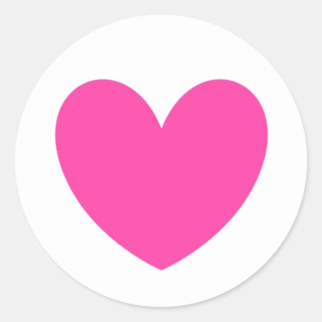 Fuchsia pink polka hearts on white classic round sticker (Front)
