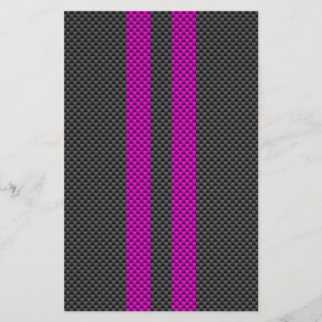 Fuchsia Pink Racing Stripes in Carbon Fibre Style Flyer (Front)