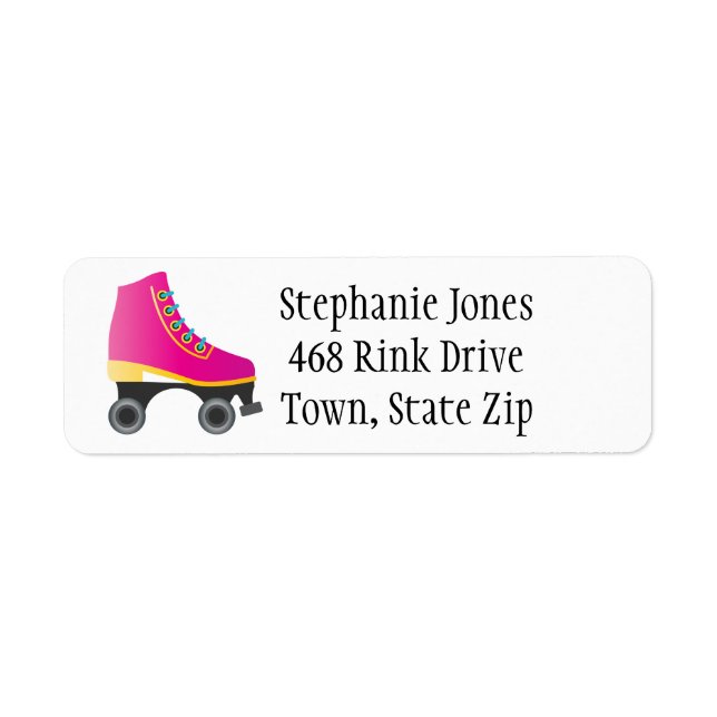 Fuchsia Pink Roller Skates Skating Label (Front)