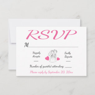 Fuchsia Pink RSVP Bride & Groom Wedding Response