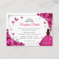 Fuchsia Pink Silver Quincenarea Reception Details