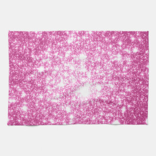 Fuchsia Pink Stars Kitchen Towel