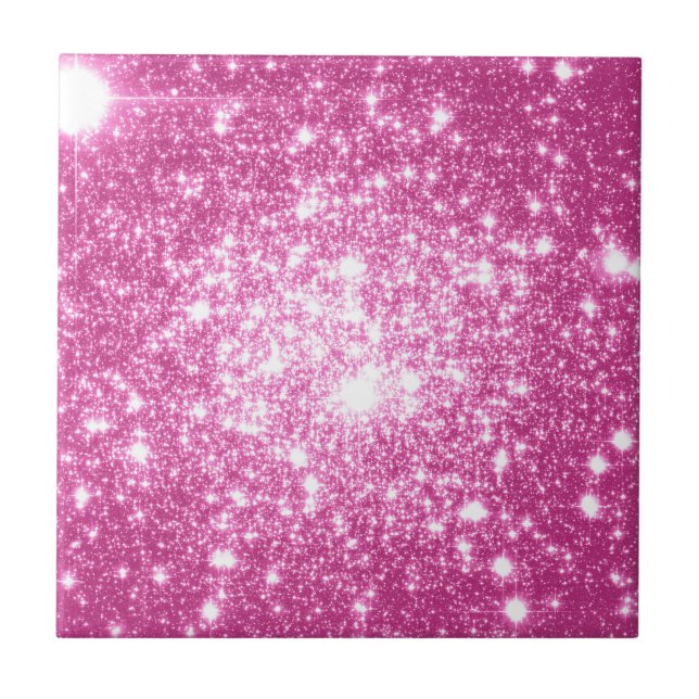 Fuchsia Pink Stars Tile (Front)